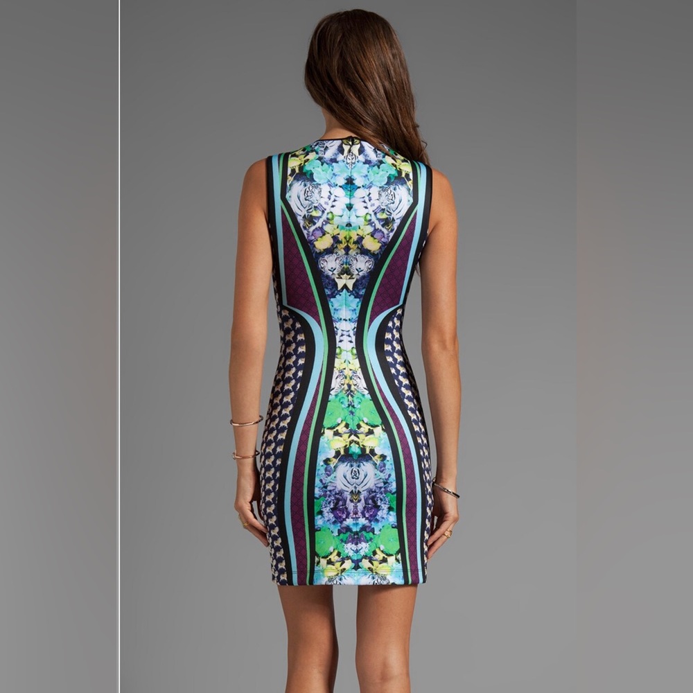 Clover canyon graphic flowers neoprene bodycon dress size small - Picture 3 of 13